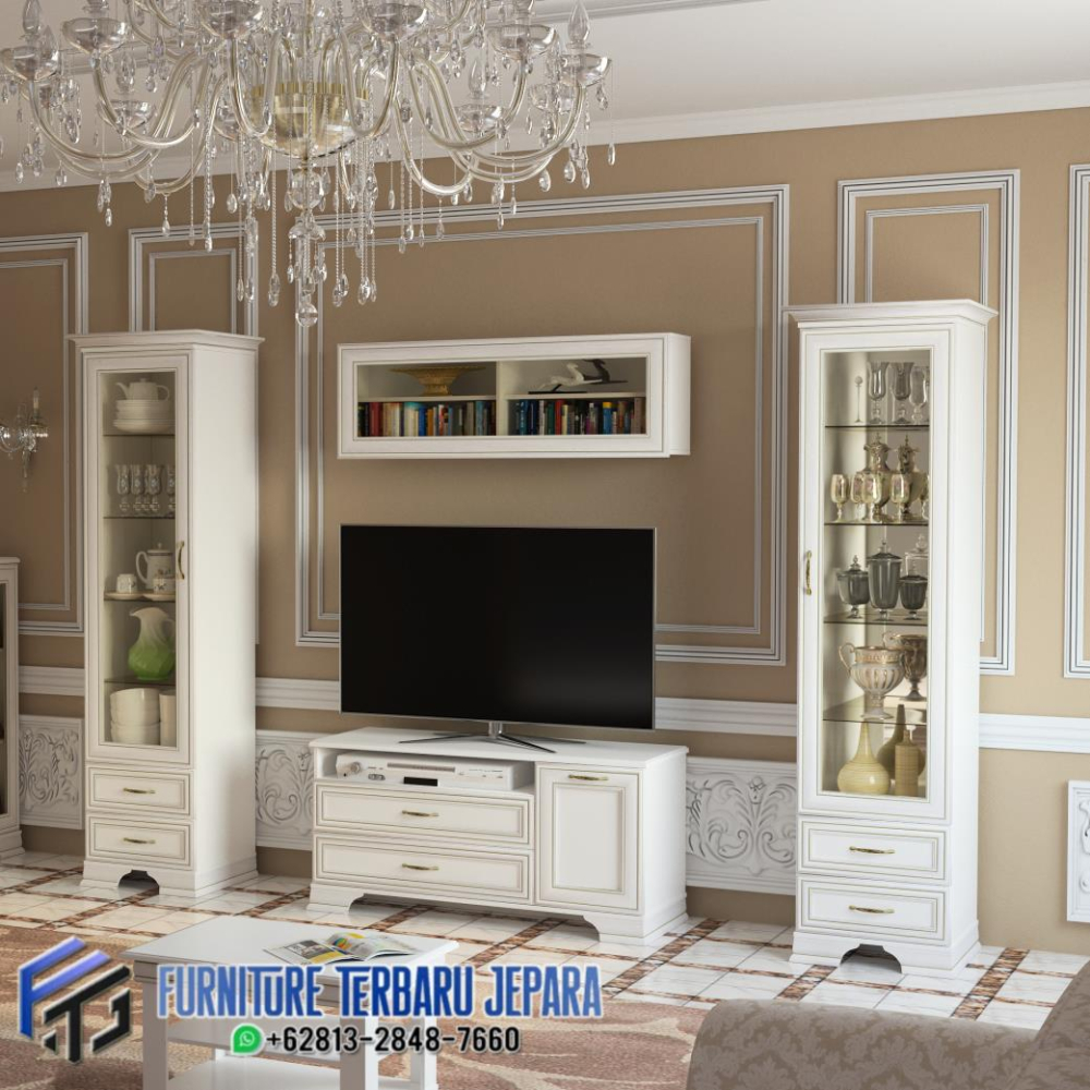 Bufet TV Modern Mewah Lemari Hias Kaca Furniture Style