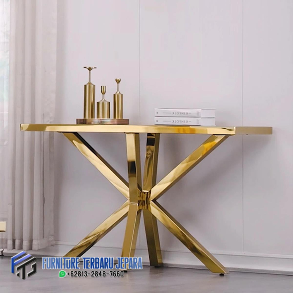 Desain Meja Konsol Jepara Mewah Kaki Silang Modern Luxury Gold, Set Meja Konsol, Meja Console Kaki Stainles, Meja Console Gold, Console Table Minimalis, Ide Model Meja Konsol, Meja Konsul, Console Table, Meja Konsol Marmer, Desain Meja Foyer, Furniture Steel Jepara,Meja Konsol Jepara Mewah Kaki Silang Modern Luxury Gold