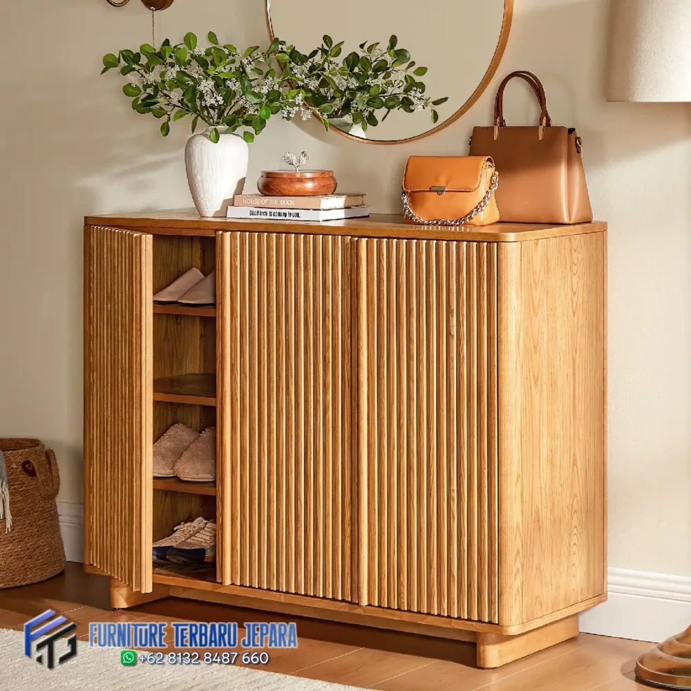 Furniture Lemari Rak Sepatu Kayu Jati Solid Antik