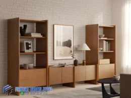 Set Bufet TV Minimalis Kayu Jati Solid Wood