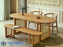 Kursi Meja Makan Rotan Kombinasi Kayu Jati Terbaru Jepara