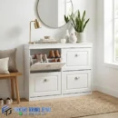 Lemari Penyimpanan Rak Sepatu 4 Pintu Shoe Storage Modern Putih