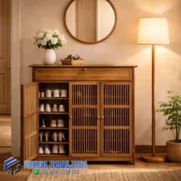 Rak Lemari Sepatu Minimalis Kayu Jati Terbaru Jepara