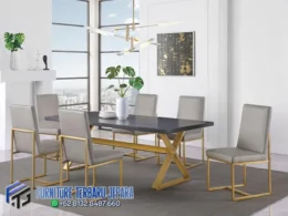 Solid Table Stainless Meja Makan Minimalis Terbaru Jepara