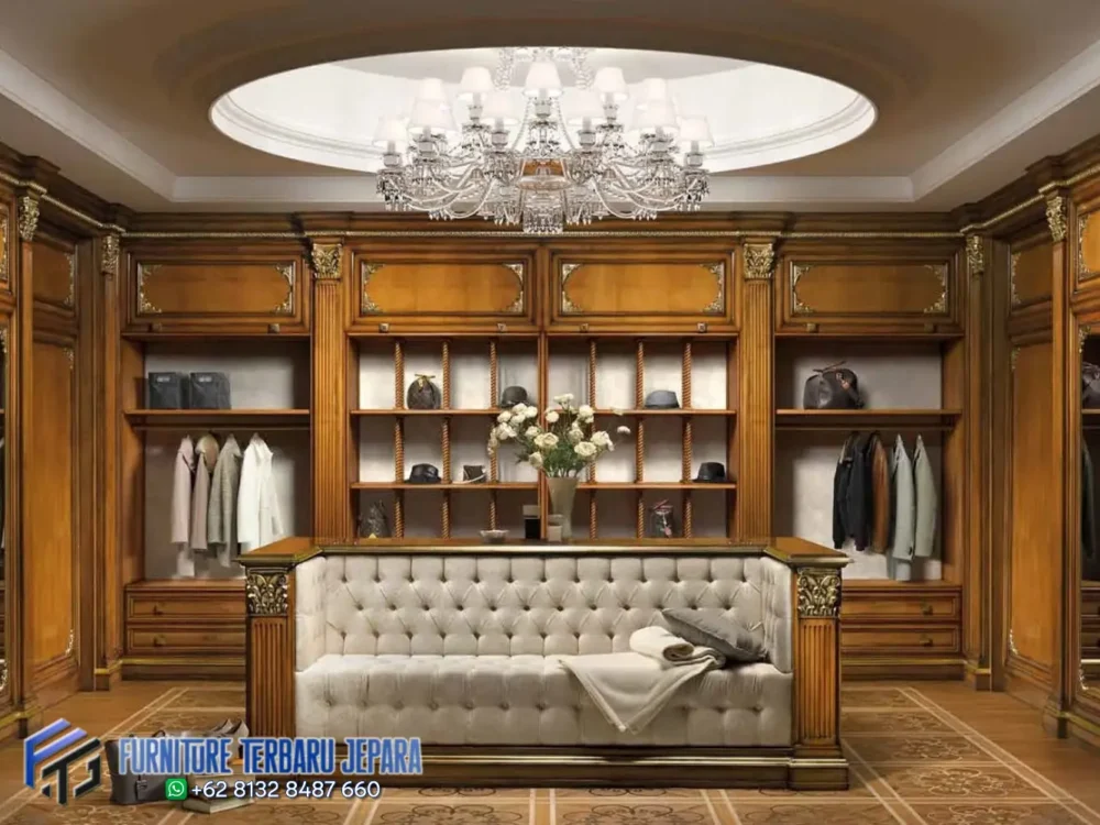 Vendor Lemari Pakaian Kayu Jati Kamar Tidur Area Jakarta, Lemari Walk In Closet, Walk In Closet, Walk In Closet Design, Walk In Closet Kaca, Walk In Closet Klasik, Walk In Closet Mewah, Walk In Closet Minimalis, wardrobe classic