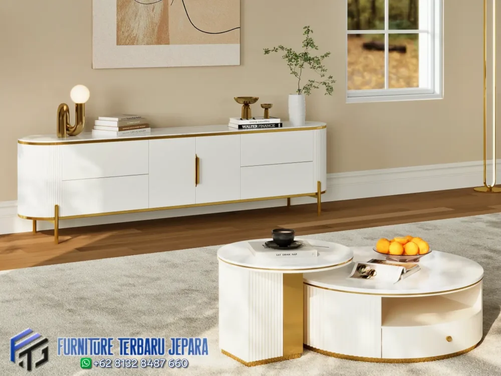 Meja Bufet Tv Modern Minimalis Kaki Stainless 