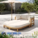 Sofa Outdoor Jati Jepara Lounger Terbaru