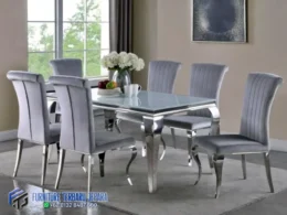 Meja Makan Stainless Minimalis 6 Kursi Terbaru Jepara